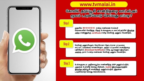 வாட்ஸ்அப் மூலம் கோவிட் தடுப்பூசி சான்றிதழை டவுன்லோடு செய்வது எப்படி?