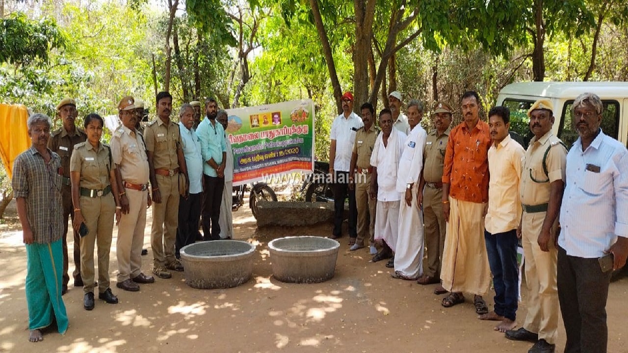 பருவதமலை பாதுகாப்பு குழு சார்பில் வனங்களில்  தண்ணீர் தொட்டிகள் அமைக்கவும், மரகன்றுகள் நடவும்  ஏற்பாடு!