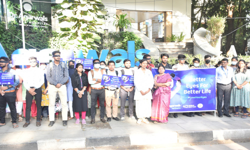 DR. AGARWALS EYE HOSPITAL, CHENNAI ORGANISES BLIND-FOLDED HUMAN CHAIN TO CREATE AWARENESS ON VISION IMPAIRMENT