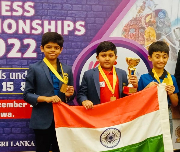 Chennai Student Mithun Pranav won Silver Medal in 16 th Asian Schools Chess championships 2022