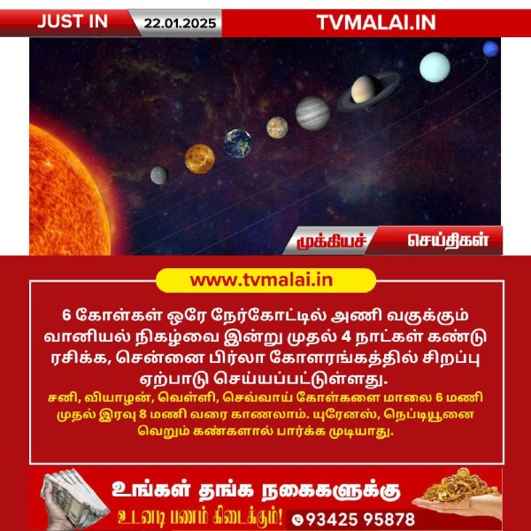 வானியல் அதிசயம் இன்று முதல் 4 நாட்களுக்கு 6 கோள்கள் ஒரே நேர்கோட்டில்!